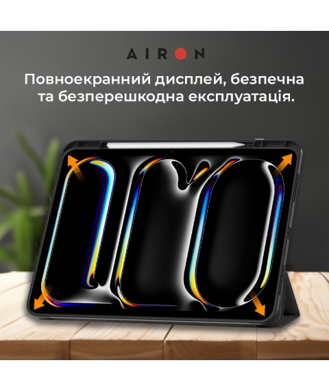 Чехол AIRON Premium SOFT для iPad Pro 13 2024 с защитной пленкой и салфеткой Black