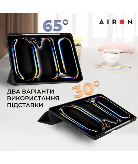 Чехол AIRON Premium SOFT для iPad Pro 13 2024 с защитной пленкой и салфеткой Black