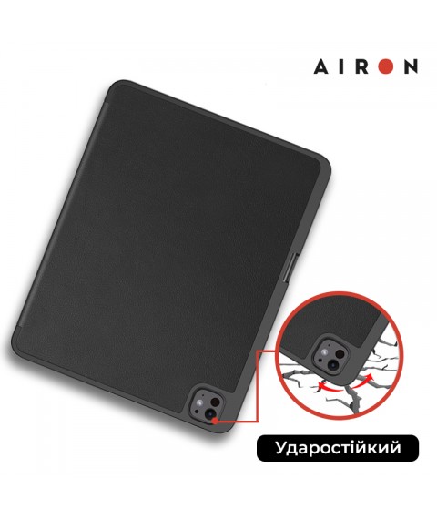 Чехол AIRON Premium SOFT для iPad Pro 13 2024 с защитной пленкой и салфеткой Black