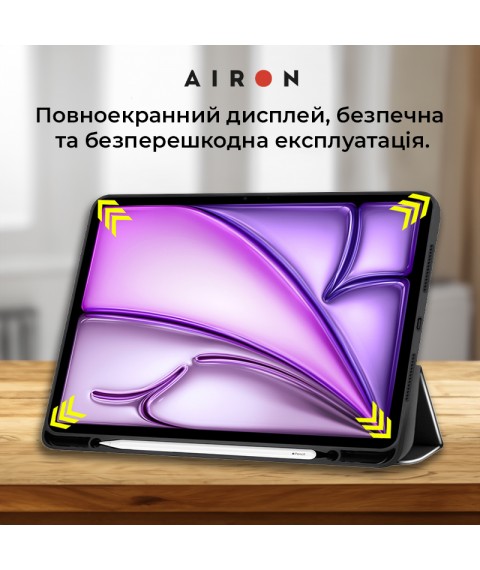Чехол AIRON Premium SOFT для iPad Air 13 2024 с защитной пленкой и салфеткой Black