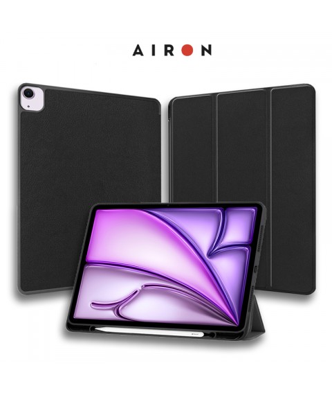 Чехол AIRON Premium SOFT для iPad Air 13 2024 с защитной пленкой и салфеткой Black