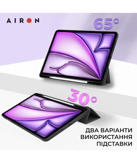 Чехол AIRON Premium SOFT для iPad Air 13 2024 с защитной пленкой и салфеткой Black