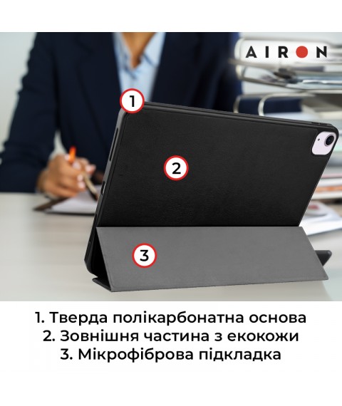 Чехол AIRON Premium SOFT для iPad Air 13 2024 с защитной пленкой и салфеткой Black