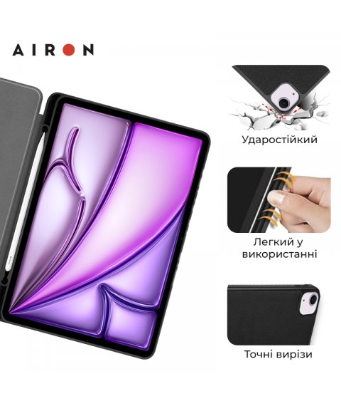 Чехол AIRON Premium SOFT для iPad Air 13 2024 с защитной пленкой и салфеткой Black