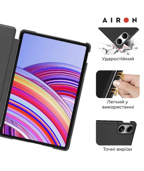 Чехол AIRON Premium для Xiaomi Redmi Pad Pro 12.1 2024 с защитной пленкой и салфеткой Black