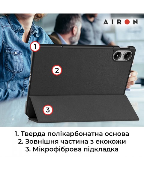 Чехол AIRON Premium для Xiaomi Redmi Pad Pro 12.1 2024 с защитной пленкой и салфеткой Black