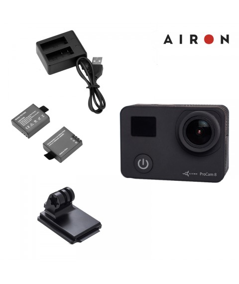 Tactical set: action camera AIRON ProCam 8 Black with accessories