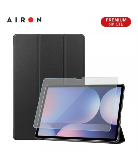 Чехол AIRON Premium для Samsung Galaxy tab S10 Plus 12.4 2024 с защитной пленкой и салфеткой Black