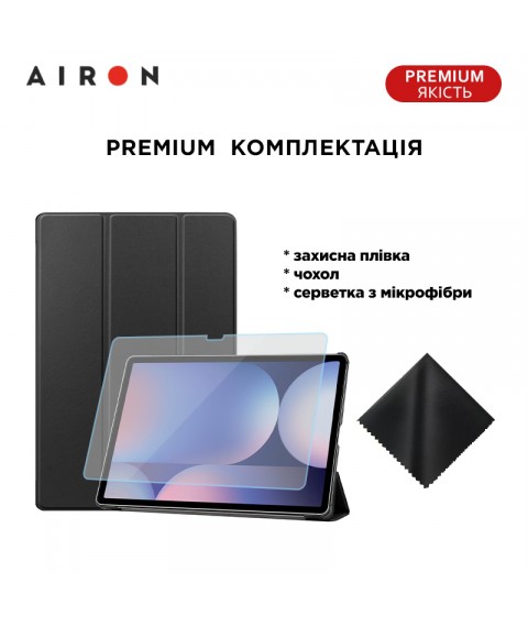 Чехол AIRON Premium для Samsung Galaxy tab S10 Plus 12.4 2024 с защитной пленкой и салфеткой Black