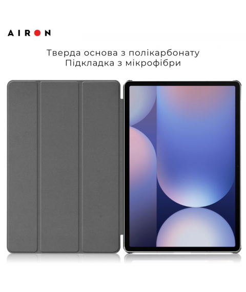 Чехол AIRON Premium для Samsung Galaxy tab S10 Plus 12.4 2024 с защитной пленкой и салфеткой Black