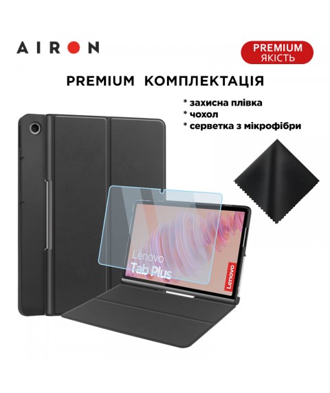Чехол AIRON Premium для Lenovo Tab Plus 2024 11.5 с защитной пленкой и салфеткой Black