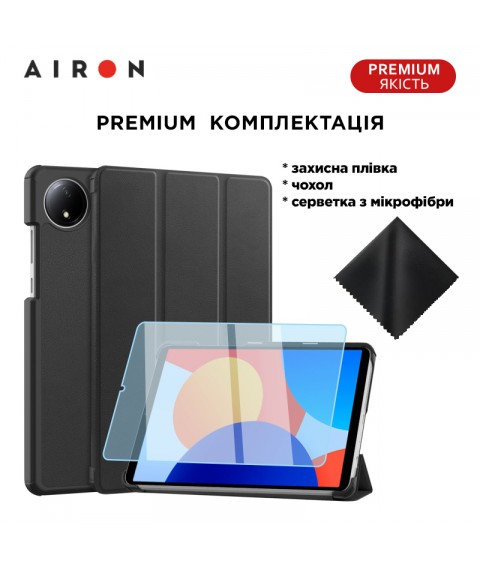 Чехол AIRON Premium для Xiaomi Redmi Pad SE 8.7" 2024 с защитной пленкой и салфеткой Black