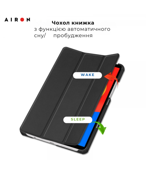 Чехол AIRON Premium для Xiaomi Redmi Pad SE 8.7" 2024 с защитной пленкой и салфеткой Black