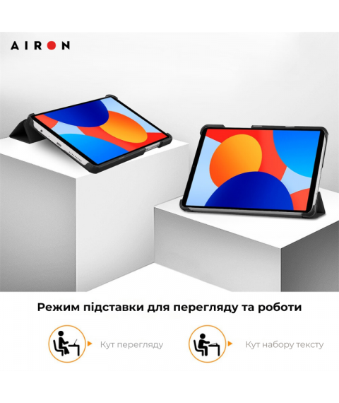 Чехол AIRON Premium для Xiaomi Redmi Pad SE 8.7" 2024 с защитной пленкой и салфеткой Black