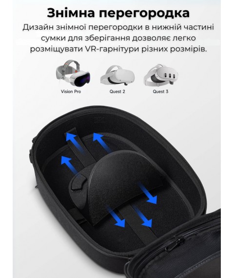 Сумка-чохол JSAUX BG0114 для VR-гарнітури: Vision Pro, Quest 2, Quest 3, PS VR, PS VR2 |для Консолей: Steam Deck/OLED, ROG Ally/X, Switch, Swith OLED