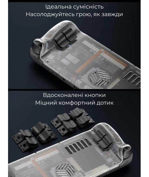 Задня панель JSAUX для Steam Deck LCD & OLED PC0106D з додатковою вентиляцією (Прозора)
