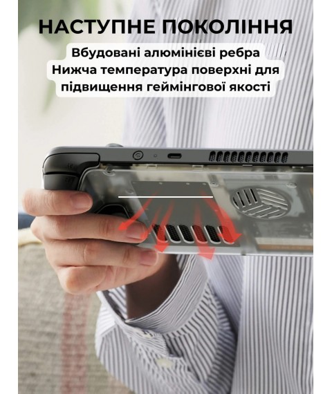 Задня панель JSAUX для Steam Deck LCD & OLED PC0106D з додатковою вентиляцією (Прозора)