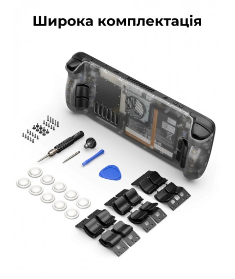 Задня панель JSAUX для Steam Deck LCD & OLED PC0106D з додатковою вентиляцією (Прозора)