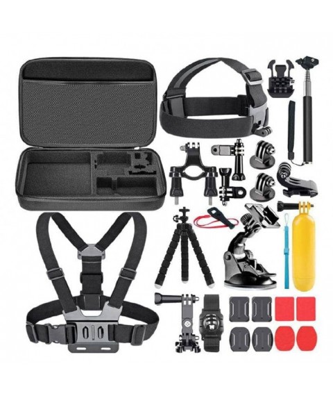 Set of accessories 25 in 1 in case ACK-2 for action cameras GoPro, AIRON, SONY, ACME, Xiaomi, SJCam, EKEN, ThiEYE