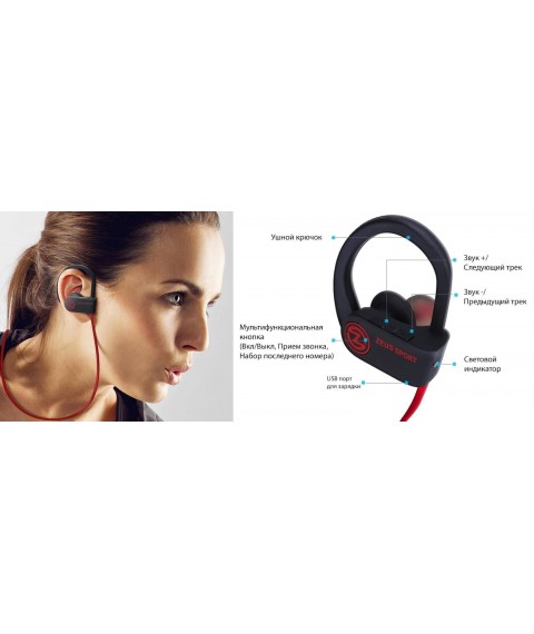Wireless headphones AIRON Zeus Sport Black