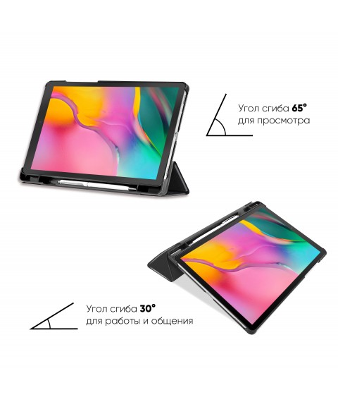 Чехол AIRON Premium NEW для Samsung Galaxy TAB T510/515 (2019) с защитной пленкой и салфеткой Black