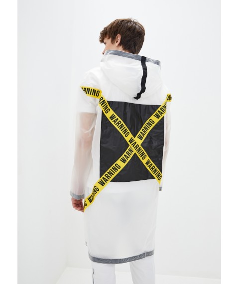 Men's DRYDOPE milk raincoat with Warning ribbon and black rectangle