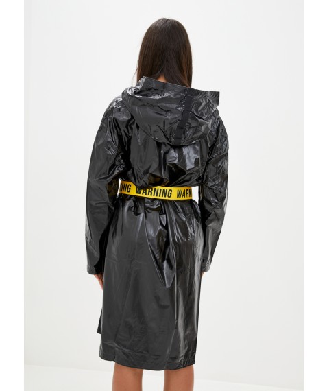 Raincoat female DRYDOPE black extended raincoat (+ 10 cm.) With a belt Warning