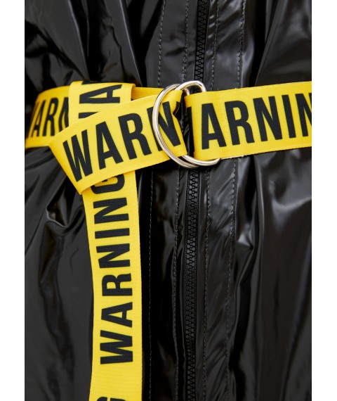 Raincoat female DRYDOPE black extended raincoat (+ 10 cm.) With a belt &quot;Warning&quot;