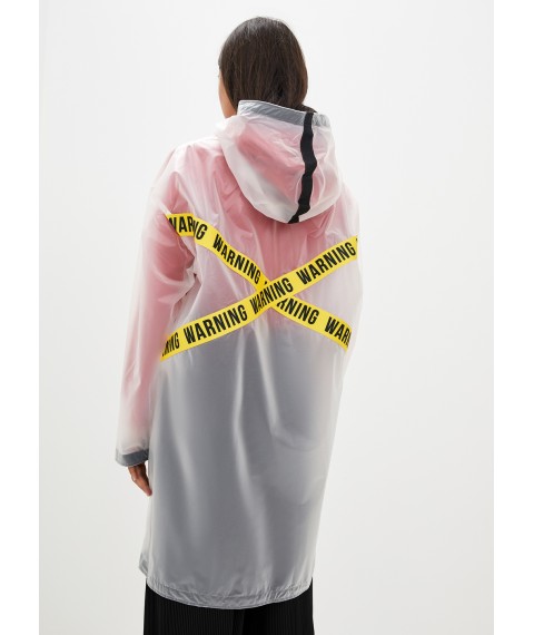 Raincoat female DRYDOPE milky-white with a tape &quot;Warning&quot;