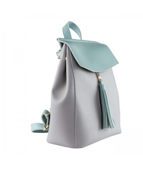 Women's backpack Betty Pretty made of eco-leather, gray with mint 915GRYMINT