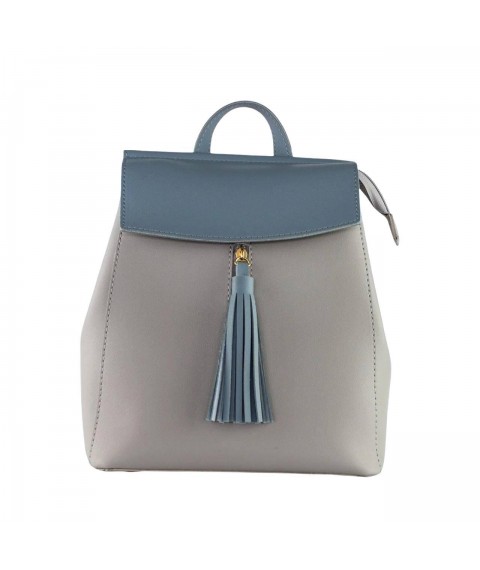 Betty Pretty women's backpack made of eco-leather, gray and blue 915GRYBLUE