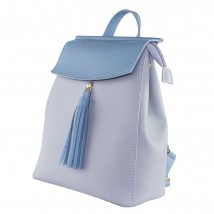 Betty Pretty women's backpack made of eco-leather, gray and blue 915GRYBLUE