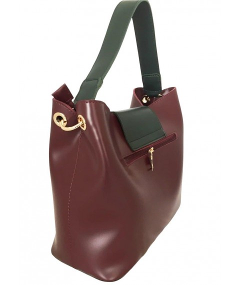 Women's eco-leather bag Betty Pretty burgundy-green 91615542510480