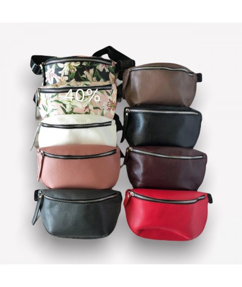 Women's belt bag Betty Pretty made of genuine leather, multi-colored 942FLWHITE