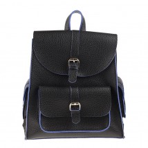 Women's backpack Betty Pretty made of eco-leather black and blue 956BLKBLUE