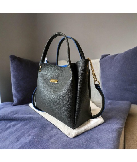 Women's bag Betty Pretty made of eco-leather, black and blue 908XBLKBLUE