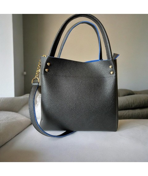 Women's bag Betty Pretty made of eco-leather, black and blue 908XBLKBLUE