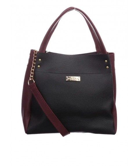 Women's bag Betty Pretty made of genuine leather, black and burgundy 908XBLKB