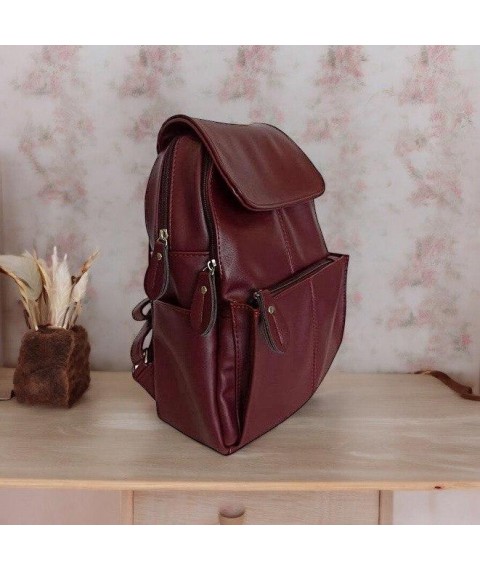 Рюкзак женский Betty Pretty из кожи бордовый 985BORDO