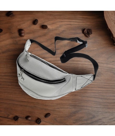 Women's belt bag Betty Pretty made of genuine leather, white 968KWT