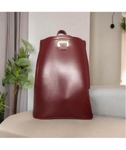 Women's urban backpack made of eco-leather Betty Pretty burgundy 9381559