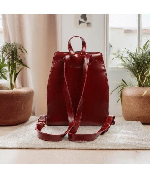 Women's urban backpack made of eco-leather Betty Pretty burgundy 9381559