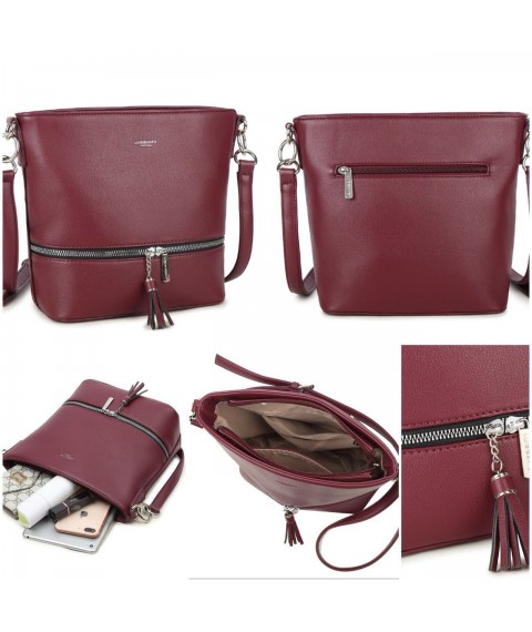 Women's bag Betty Pretty made of genuine leather burgundy 980BORDO