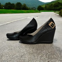 Туфли женские из натуральной кожи черные 712BLK