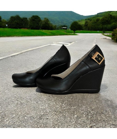 Туфли женские из натуральной кожи черные 712BLK 40