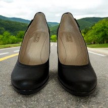 Туфли женские из натуральной кожи черные 712BLK