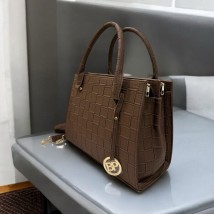 Сумка каркасная женская Betty Pretty из кожи коричневая 986BROWN