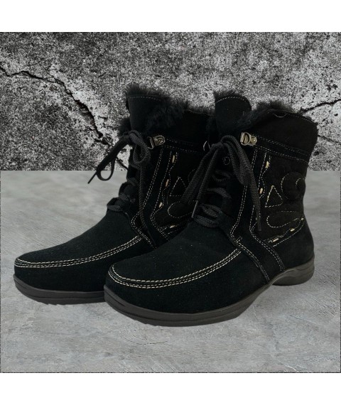 Ботинки женские Betty Pretty из натуральной замши черные 111928BLK