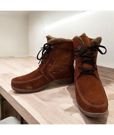 Ботинки женские Betty Pretty из натуральной замши коричневое 111928BRN