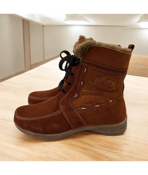 Ботинки женские Betty Pretty из натуральной замши коричневое 111928BRN 40